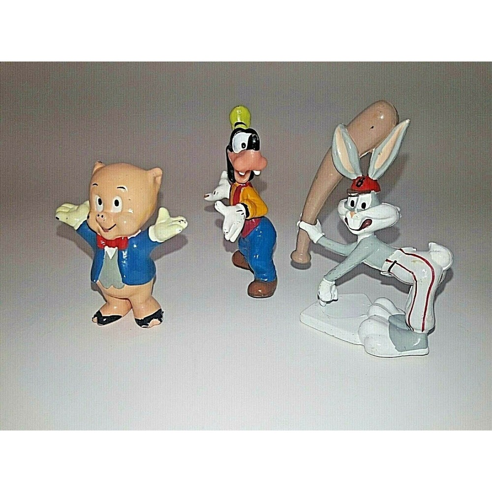 Vintage 80's Porky Pig, Bugs Bunny, Goofy Figurines PC Toy Applause
